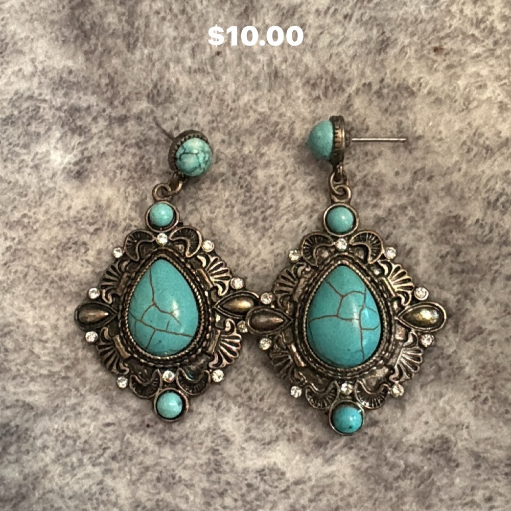 Turquoise and Silver Statement Earrings